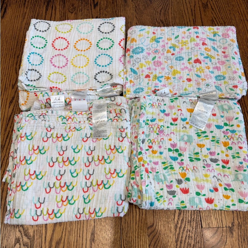 ADEN + ANAIS ZUTANO CLASSIC MUSLIN BABY SWADDLES BLANKET FAIRGROUND LOT OF 4